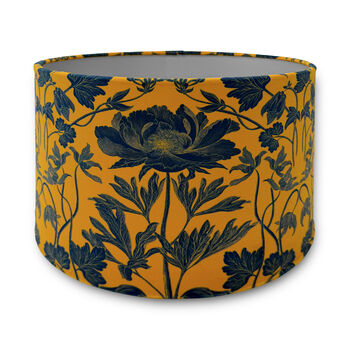 Luxury Velvet Lampshade Summer Flowers Mustard And Blue 40cm Or 30cm Sizes, 4 of 6