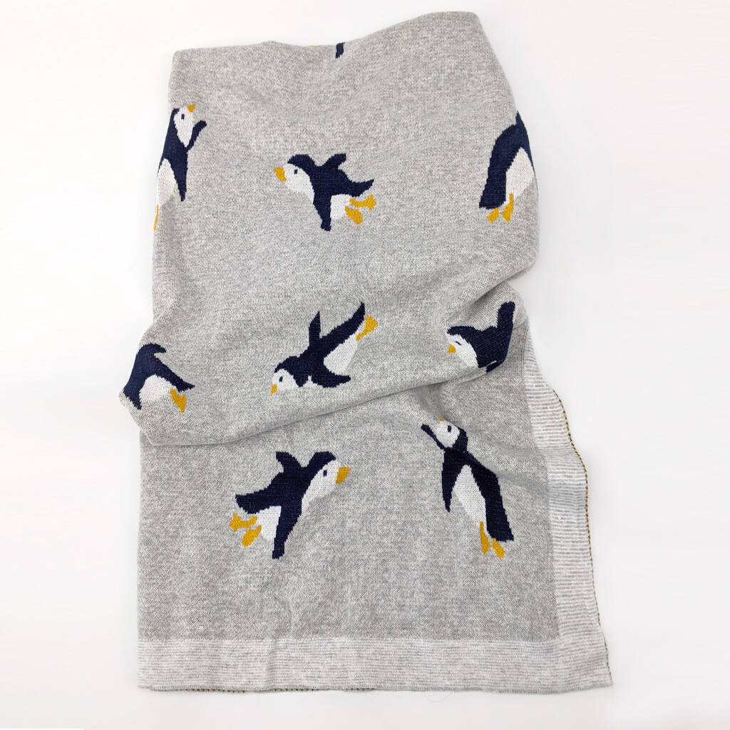 Penguin Cotton Knitted Baby Blanket By Hayley Co Notonthehighstreetcom