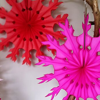 Honeycomb Tissue Paper Fans In Red And Pink's, 5 of 6