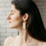 Gold Plated Geometric Rectangle Wave Drop Earrings, thumbnail 4 of 5