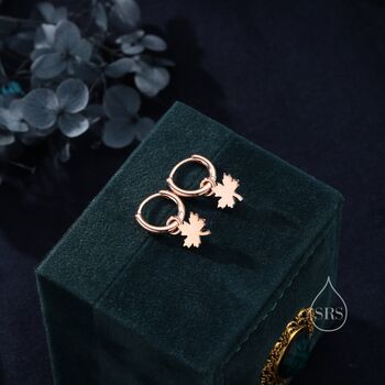 Delicate Maple Leaf Charm Huggie Hoop Earrings, 2 of 11