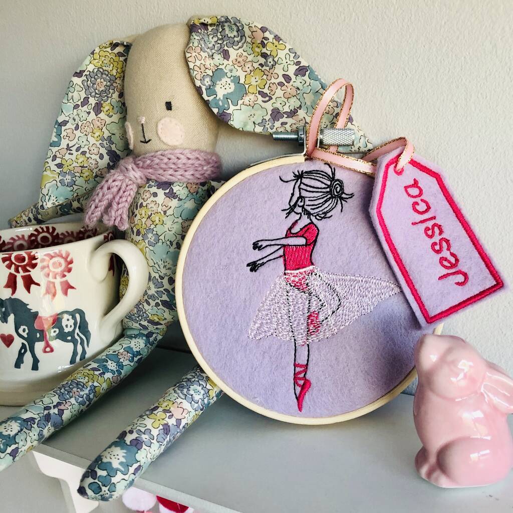 Personalised handmade ballet dancer embroidery hoop by lily  giraffe Personalised handmade ballet dancer embroidery hoop by lily  giraffe