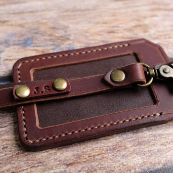Leather ID Holder With Personalised Lanyard, 3 of 9