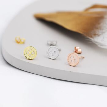 Tiny Button Stud Earrings In Sterling Silver, 2 of 12
