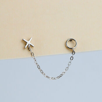 Sterling Silver X And O Double Piercing Earring, 2 of 6