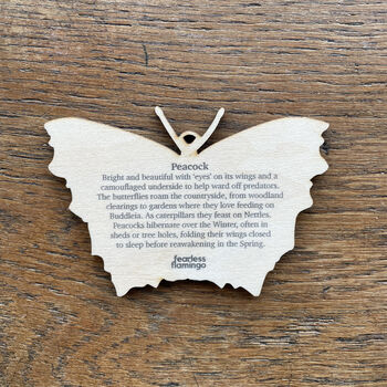 Peacock Butterfly Wooden Christmas Tree Decoration, 3 of 5