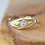 White Sapphire Solid Gold Entwined Engagement Ring, thumbnail 1 of 7