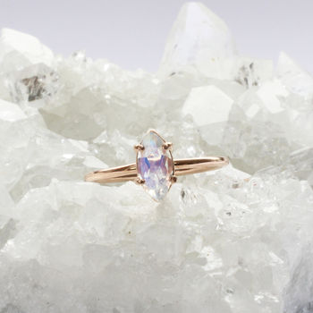 Odele 9ct Rose Gold Marquise Moonstone Ring, 4 of 8