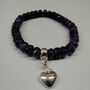 Amethyst Bead Bracelet With Sterling Silver Heart Charm, thumbnail 3 of 3