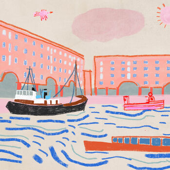 Royal Albert Docks Poster, Liverpool Painted Scene, 3 of 4