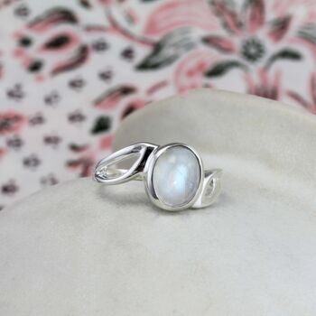 Rainbow Moonstone Wave Ring, 3 of 6