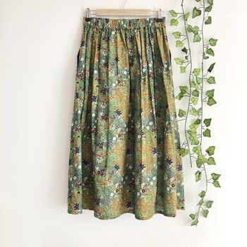 Flower Garden Cotton Midi Skirt, Art Print Skirt, 4 of 4