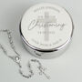 Personalised Christening Rosary Beads And Cross Round Trinket Box, thumbnail 2 of 3
