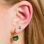 Audrey Stud Earrings With Green Stones, thumbnail 2 of 5