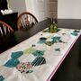 Table Runner With Green And Pink Floral Applique Leaves, thumbnail 2 of 6