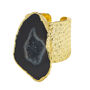 Black ‘Mega’ Semi Precious Stone Gold Plated Ring, thumbnail 1 of 4