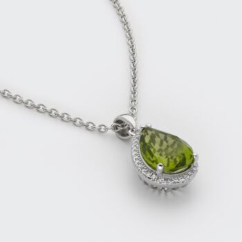 925 Sterling Silver Peridot Pear Drop Necklace, 2 of 3