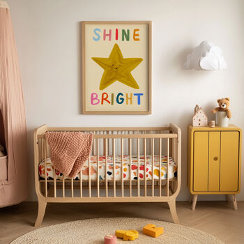 Shine Bright Star Drawn Illustrated Nursery Print, 2 of 4