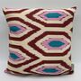 Ikat Silk Cushion Pink And Red Diamond, thumbnail 2 of 11