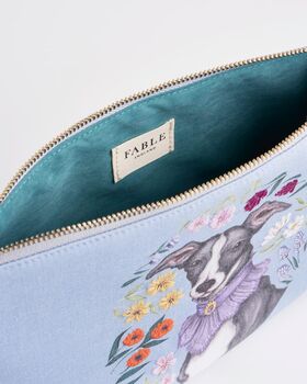 Catherine Rowe Pet Portraits Whippet Blue Cotton Pouch, 5 of 5