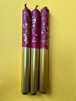 Red And Gold Glitter Christmas Candles 'Plum Puddings', 2 of 4
