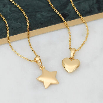 Silver Or Gold Plated Heart Or Star Charm Necklace, 2 of 5