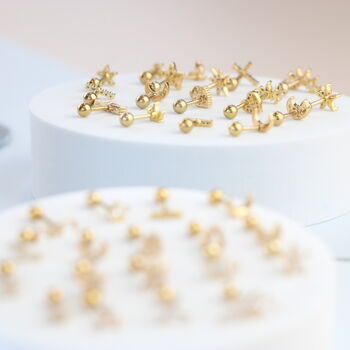 Dainty Gold Screwback Studs For Her, 8 of 9