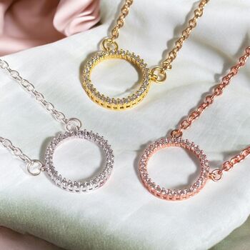 Pave Halo Eternity Circle Necklace, 4 of 7