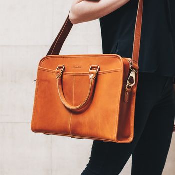 Personalised Leather Laptop Briefcase Satchel ‘Loxley', 2 of 10