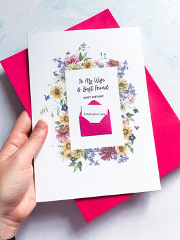 Personalised Floral Wife/Husband Birthday Card, 6 of 9