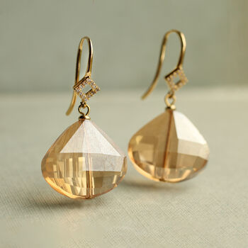 Antique Champagne Amber Drop Earrings, 6 of 10