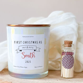 First Christmas As Mr And Mrs Candle Gift For Newlywed, 10 of 10