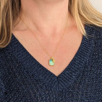 The Duo Labradorite Necklace, Gold Plated, 5 of 11