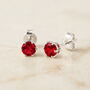 Tiny Sterling Silver Ruby Crystal Stud Earrings, thumbnail 2 of 4
