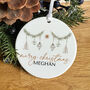 Custom Merry Christmas Ceramic Ornament With Name, thumbnail 7 of 7