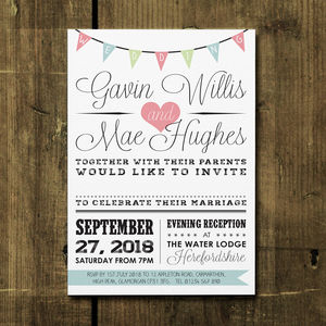 Vintage Bunting Wedding Invitation Vintage Bunting Wedding Invitation