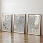 Personalised Triptych Map Prints With Metallic Leaf, thumbnail 1 of 4
