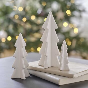 White Ceramic Christmas Trees Set Of Three, 2 of 2