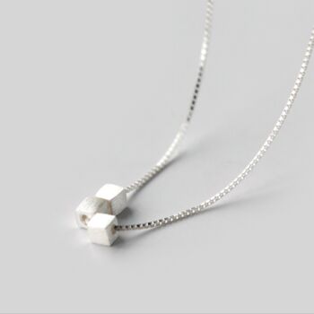 Sterling Silver Cube Bead Necklace, 4 of 5