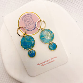 Circular Turquoise Clay And Resin Statement Earrings, 3 of 11