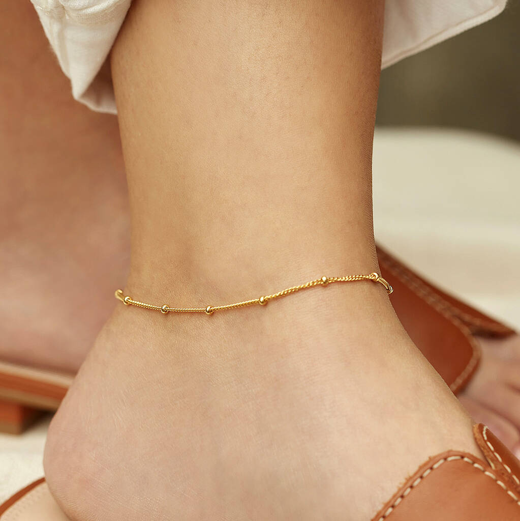Bead Chain Anklet In 18ct Gold Vermeil Plate, 1 of 4