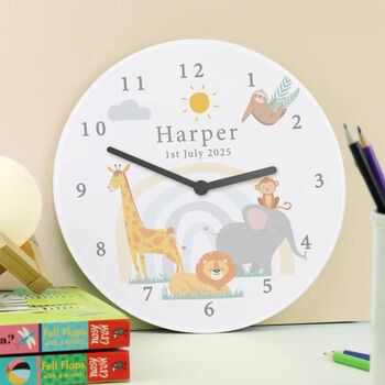 Personalised Safari Animals Nursery Clock Gift, 4 of 4