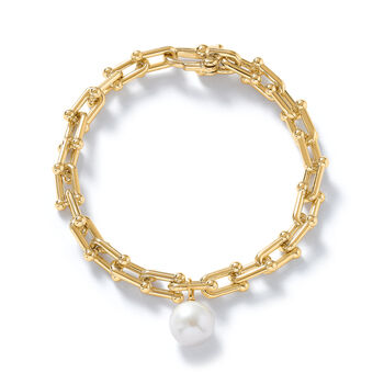 Decus Pearl Drop On Chunky Gold Fill Chain Bracelet, 2 of 4