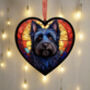 Cairn Terrier Stained Glass Effect Heart Suncatcher, thumbnail 3 of 7
