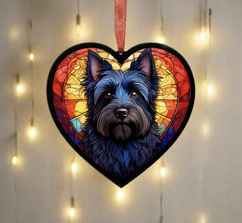 Cairn Terrier Stained Glass Effect Heart Suncatcher, 3 of 7