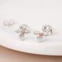 Sterling Silver And Rose Gold Holly Flower Stud Earrings – 8mm, thumbnail 1 of 7