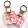 Personalised Pink Gingham Print Glitter Keyring, thumbnail 1 of 7