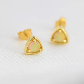 Triangle Opal Stud Earrings In Sterling Silver, 5 of 12