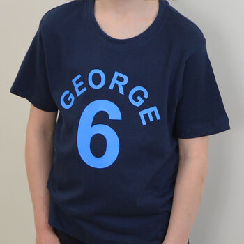 Personalised Birthday Name And Number Kids T Shirt, 2 of 4