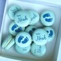 Baby Shower Boy Blue Personalised Macarons Gift Box Of 12, thumbnail 1 of 3